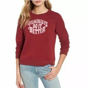 Rebecca minkoff Feminists Do It Better Sweatshirt Top Red Size Small